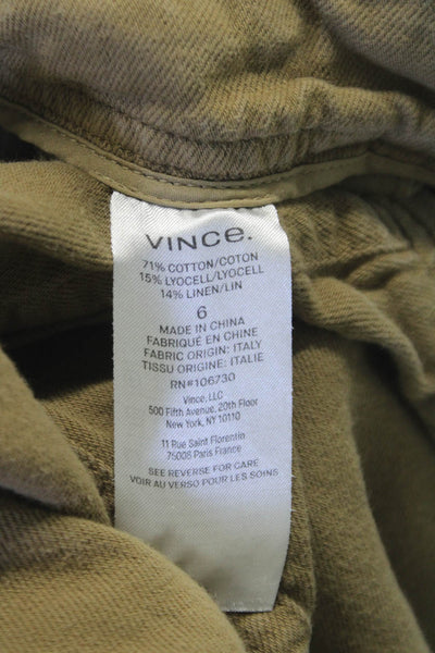 Vince Women Dress Pants Brown Cotton Button Inseam 28 Size 6