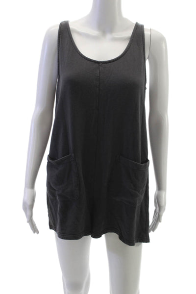 Madewell Women Sleeveless Scoop Neck Romper Gray Size S