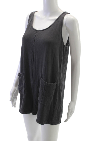 Madewell Women Sleeveless Scoop Neck Romper Gray Size S