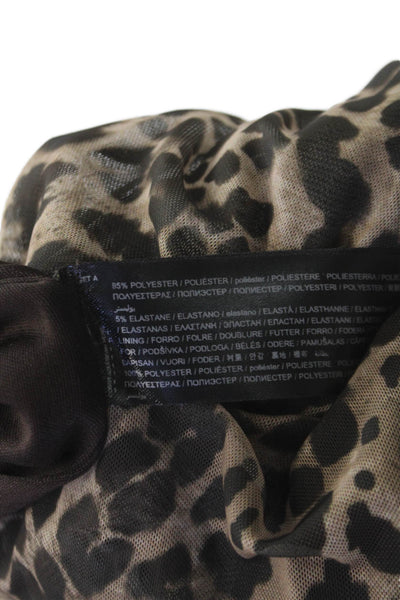 MNG Womens Slip Dress Black V-Neck Midi Sleeveless Animal Print Size 4