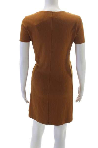 Madewell Womens Wrap Dress Brown V Neck Short Sleeve Tie Size XS