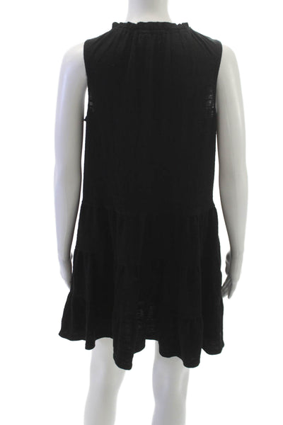 Max Studio Women Black V-Neck Trapeze Swing Dress Sleeveless Short Size XS
