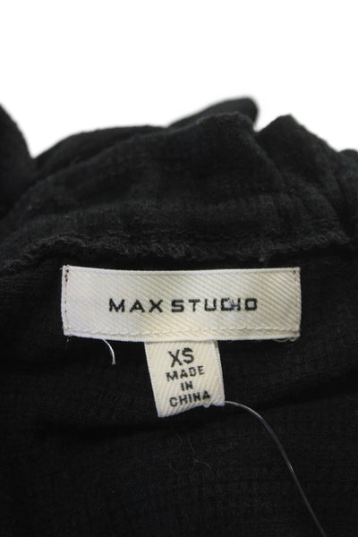 Max Studio Women Black V-Neck Trapeze Swing Dress Sleeveless Short Size XS