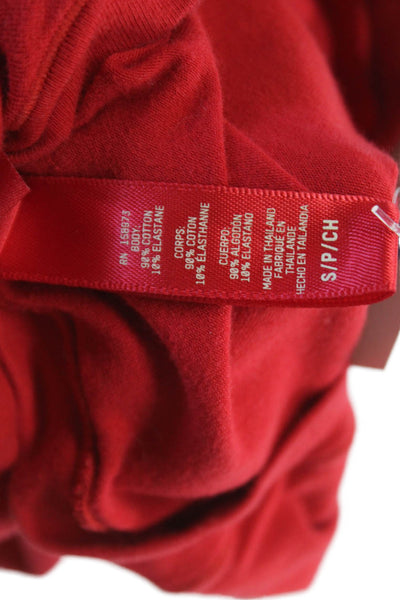 Skims Womens Basic Red Long Sleeve Crew Neck T-Shirt Size S