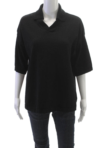 Zara Unisex Adults Black Basic Collared Polo Short Sleeve Size M