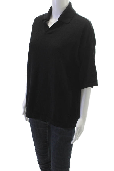 Zara Unisex Adults Black Basic Collared Polo Short Sleeve Size M