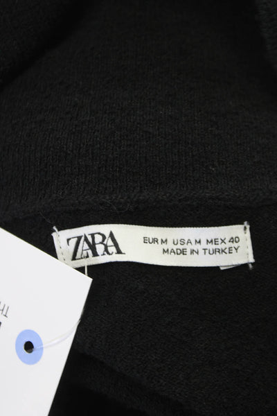 Zara Unisex Adults Black Basic Collared Polo Short Sleeve Size M