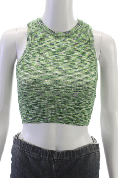 White Fox Women Cropped Tank Sleeveless Crew Neck Green Size S