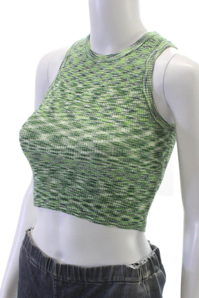 White Fox Women Cropped Tank Sleeveless Crew Neck Green Size S