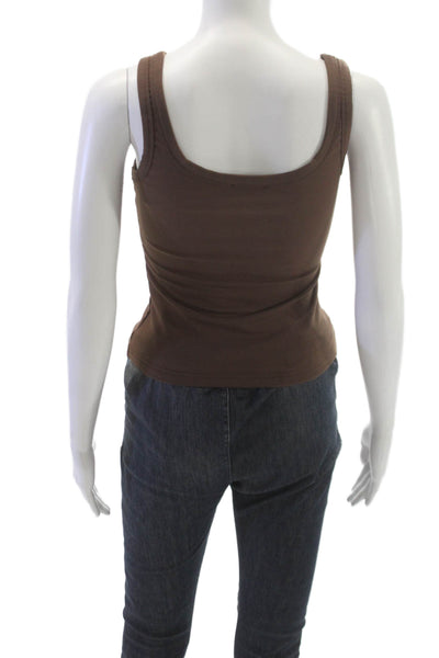 White Fox Womens Basic Sleeveless Scoop Neck Nylon Tank Brown Summer Size S