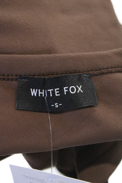 White Fox Womens Basic Sleeveless Scoop Neck Nylon Tank Brown Summer Size S