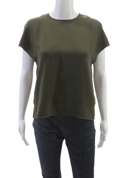 Babaton Women Basic Green Crew Neck Short Sleeve Blouse Size XS