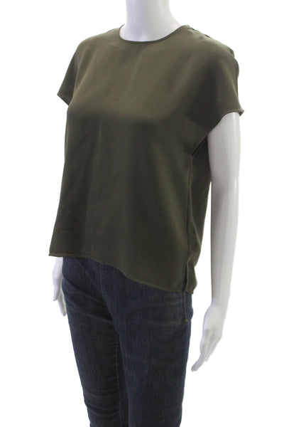 Babaton Women Basic Green Crew Neck Short Sleeve Blouse Size XS
