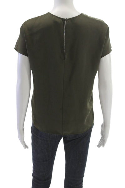 Babaton Women Basic Green Crew Neck Short Sleeve Blouse Size XS