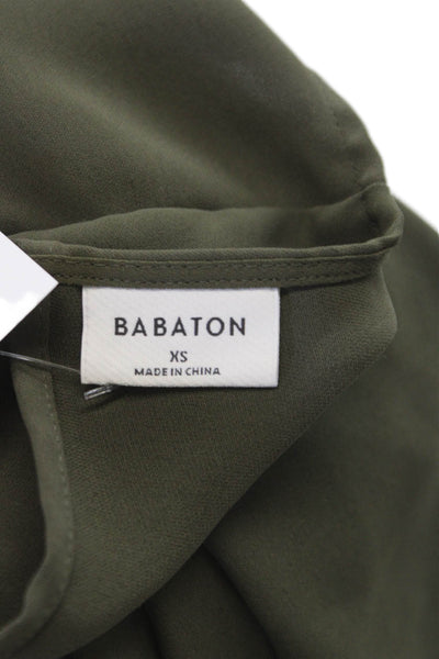 Babaton Women Basic Green Crew Neck Short Sleeve Blouse Size XS