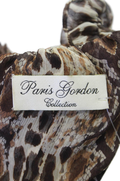 Paris Gordon Women Basic Brown Animal Print Longsleeve Blouse Size S