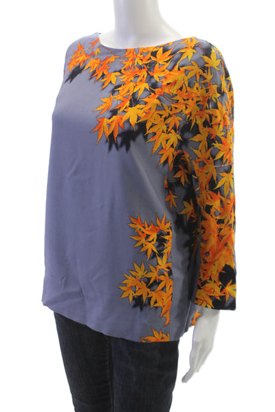 Dries Van Noten Womens Floral Viscose Boat Neck 3/4 Sleeve Blouse Size S
