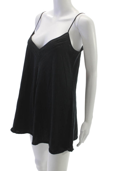 Hanro Womens Spaghetti Strap V Neck Night Gown Black Cotton Size Medium