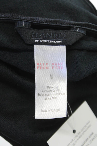 Hanro Womens Spaghetti Strap V Neck Night Gown Black Cotton Size Medium