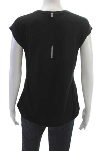Nike Womens V Neck Pullover T Shirt Black Short Sleeve Polyester Size M