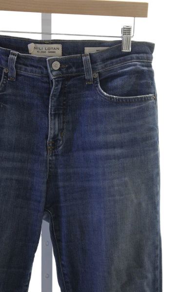 Nili Lotan Women Bootcut Jeans Mid Rise Blue Cotton Button Size 29