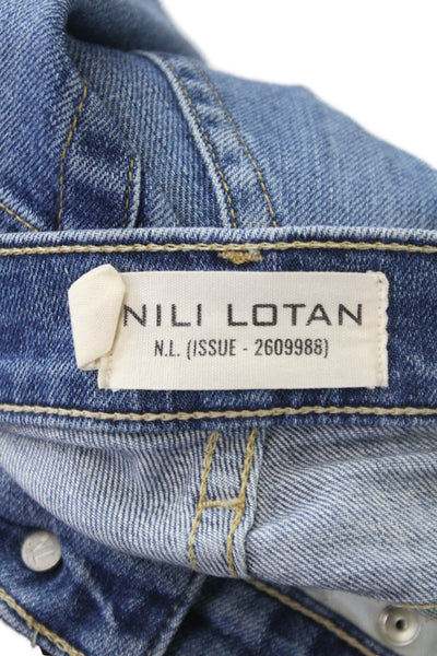 Nili Lotan Women Bootcut Jeans Mid Rise Blue Cotton Button Size 29