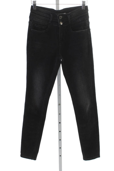 Vervet Women Skinny Jeans Black Mid Rise Button Fly 28 Inseam Size 25