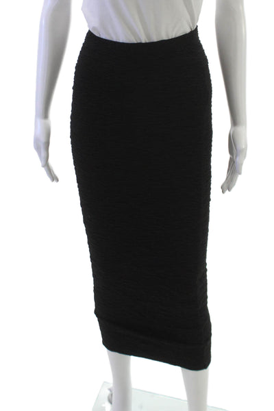 Good American Women Pencil Midi Skirt Black Pull On 98% Polyester Size 0