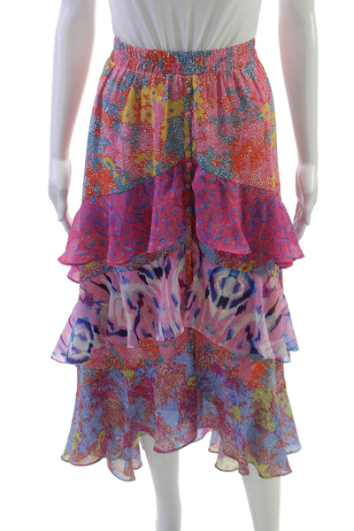 Allison Womens A-Line Floral Polyester Midi Skirt Multicolor Size XS