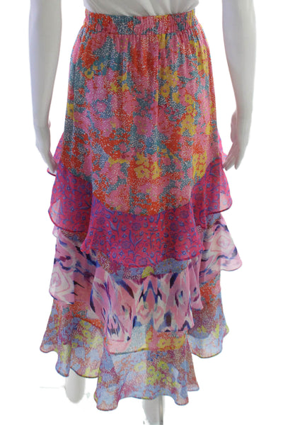 Allison Womens A-Line Floral Polyester Midi Skirt Multicolor Size XS