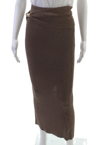 Maniere De Voir Women Wrap Midi Skirt Brown 65% Viscose 35% Nylon Size XS