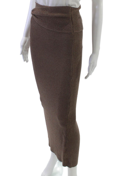 Maniere De Voir Women Wrap Midi Skirt Brown 65% Viscose 35% Nylon Size XS