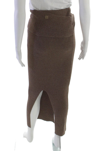 Maniere De Voir Women Wrap Midi Skirt Brown 65% Viscose 35% Nylon Size XS