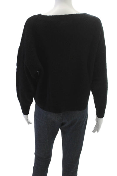 Alice + Olivia Women Pullover Sweater Black Boat Neck Long Sleeve Wool Size XS