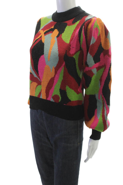 Farm Rio Women Pullover Multicolor Abstract Mock Neck Long Sleeve Size 2XS