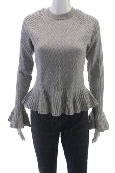 Jonathan Simkhai Women Gray Mock Neck Pullover Sweater Wool Size XS