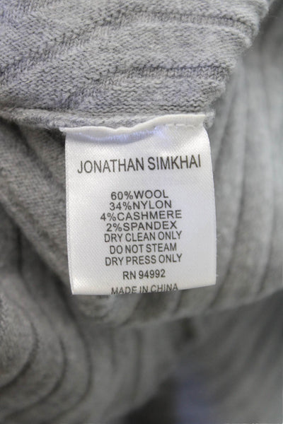 Jonathan Simkhai Women Gray Mock Neck Pullover Sweater Wool Size XS