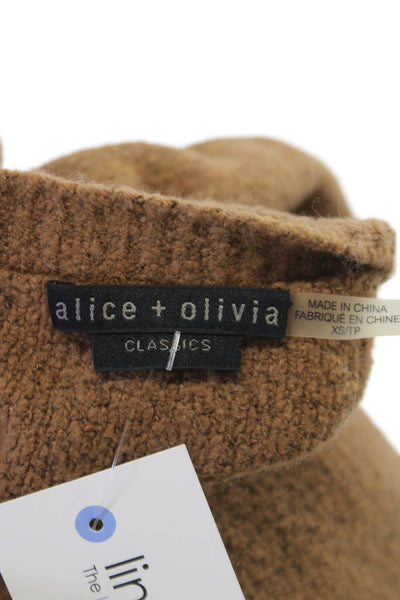 Alice + Olivia Women Pullover Brown Crew Neck Long Sleeve Size XS