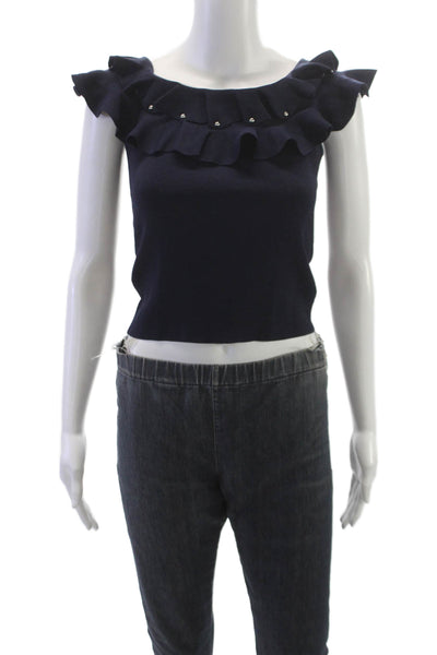 Jonathan Simkhai Womens Blue Viscose Sleeveless Tank Round Neck Size XS