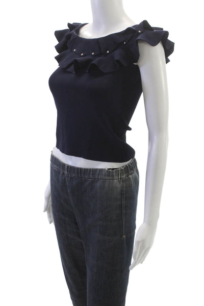 Jonathan Simkhai Womens Blue Viscose Sleeveless Tank Round Neck Size XS