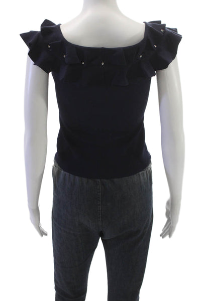 Jonathan Simkhai Womens Blue Viscose Sleeveless Tank Round Neck Size XS