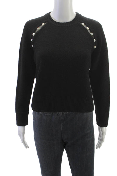 Alice + Olivia Women Pullover Sweater Black Crew Neck Long Sleeve Size XS