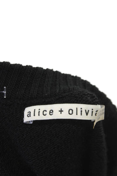 Alice + Olivia Women Pullover Sweater Black Crew Neck Long Sleeve Size XS