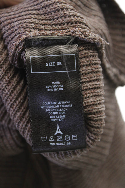 Maniere De Voir Women Cropped Off Shoulder Sweater Brown Long Sleeve Size XS