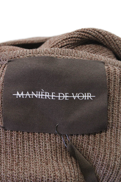 Maniere De Voir Women Cropped Off Shoulder Sweater Brown Long Sleeve Size XS