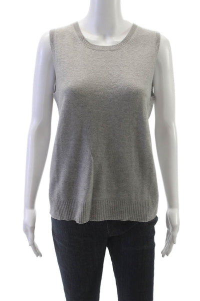 J Crew Womens Vest 100% Cashmere Gray Crew Neck Solid Size L
