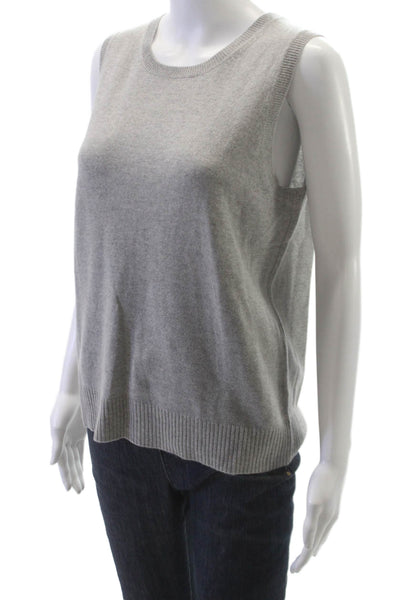 J Crew Womens Vest 100% Cashmere Gray Crew Neck Solid Size L