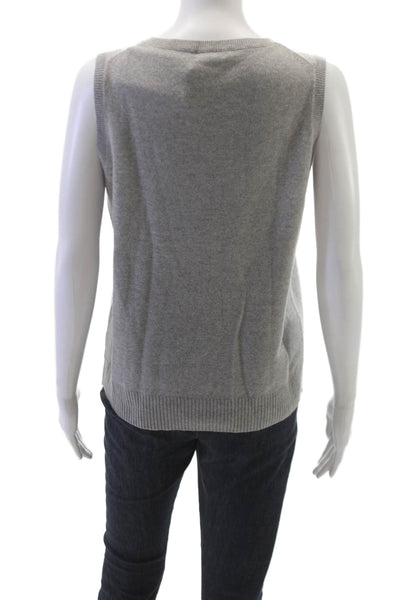 J Crew Womens Vest 100% Cashmere Gray Crew Neck Solid Size L