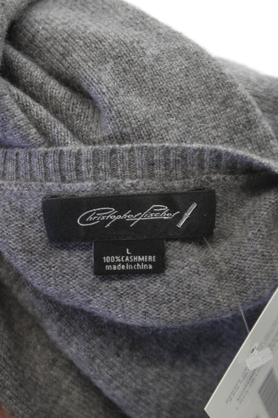 Christopher Fischer Women Gray Cashmere Pullover Sweater Short Sleeve Size L