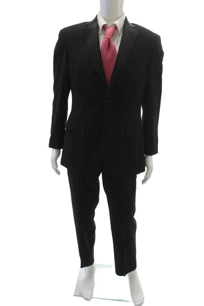 Pronto Uomo Mens Black 2 Piece Wool Blend Suit 30 Inseam Size 39